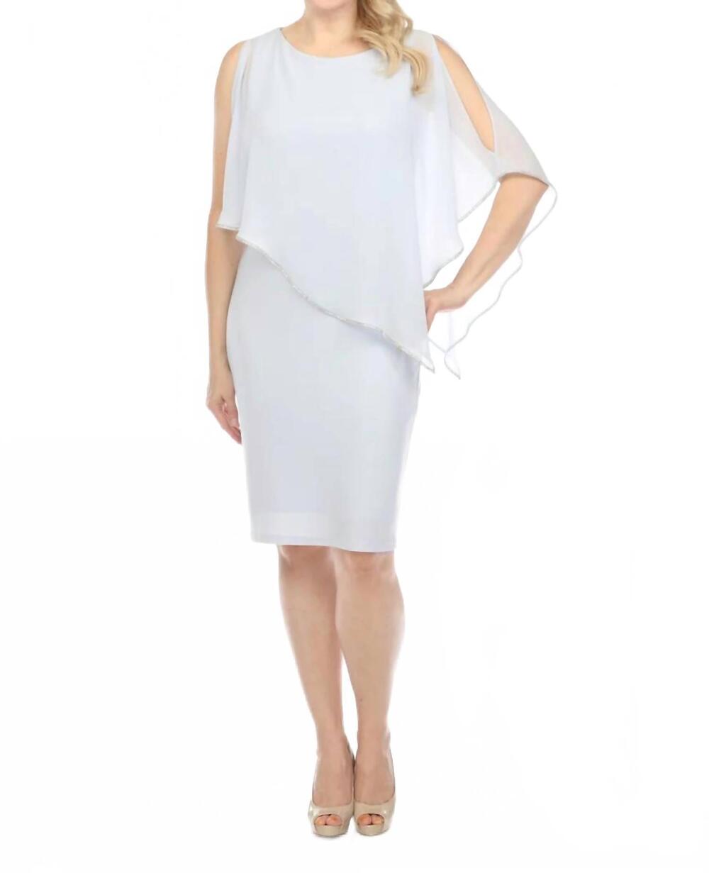 NEW JOSEPH RIBKOFF rhinestone chiffon overlay sheath dress in celestial blue